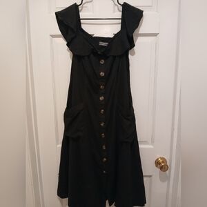 Anthropologie Black Dress with Button Detail